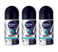 (Pack de 3 bouteilles) Nivea INVISIBLE FOR BLACK & WHITE D odorant anti-transpirant bille pour homme au parfum frais (Pack de 3 bouteilles de 5