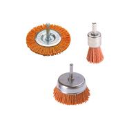 Pack de 3 brosses fil nylon à gros grains queue WOLFCRAFT 2741000 Ø6 mm