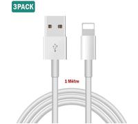 [Pack de 3]Câble chargeur USB Lightning pour iPhone/ iPad Air / iPad mini/ iPod / Airpods 1m - Rapide et résistant