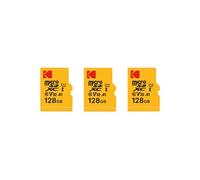 Kodak Pack de 3 Cartes Memoire Micro SDXC Premium 128 Go - Vitesse et Fiabilite pour un Stockage Exceptionnel Noir