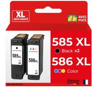 Pack de 3 Cartouches compatible pour Canon PG585XL CL586XL 3X plus d'encre Noir et Couleur