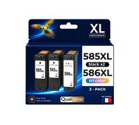 Pack de 3 Cartouches compatible pour Canon PG585XL CL586XL 3X plus d'encre Noir et Couleur