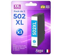 Pack de 3 Cartouches Compatible pour Epson 502XL Cyan