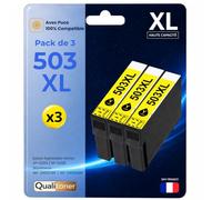 Pack de 3 Cartouches Compatible pour Epson 503XL Jaune Qualitoner