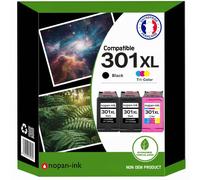 Pack de 3 Cartouches compatible pour HP 301XL Noir & Couleur Nopan-ink