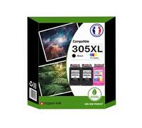 Pack de 3 Cartouches compatible pour HP 305XL Noir & Couleur