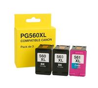 Pack de 3 Cartouches Compatibles Canon PG-560XL CL-561XL Compatible pour imprimante Pixma TS 5300 à TS 7451 & TS 5350a à TS 7451a & TS 5350i à TS 7451i