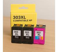 Pack de 3 Cartouches Compatibles HP 303XL pour Imprimantes Envy Inspire 7220e à 7925e & Envy Photo 6220 à 7858 & Tango 100, X