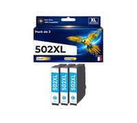 Pack de 3 Cartouches d'encre Cyan 502XL 470 pages compatible pour Epson Expression Home WorkForce