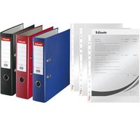 Pack De 3 Classeurs ¿¿ Levier, Noir, Dos 75mm, A4, Pp, 624294 + Packs De 3 Intercalaires A4 6 Touches, Rouge/Multicolore, Carton Recycl¿¿