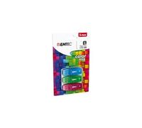 Pack de 3 clés USB 8Go EMTEC C410 - Rouge. vert et bleu G