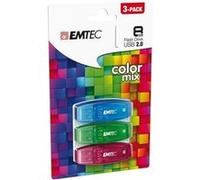 Pack de 3 clés USB 8Go EMTEC C410 - Rouge. vert et bleu