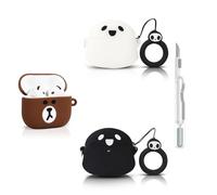 Pack de 3 coques en silicone pour AirPods 4, pour écouteurs sans fil AirPods 4e génération, avec kit de nettoyage, coque de chargement XMBYGY en silicone, motif cartoon, et mousqueton pour homme et