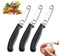 Pack De 3 Couteaux Magiques Giovanni's Giovanni, Couteau D'office Multifonction 3 En 1 For Fruits Et Légumes, Couteau D'office Et Éplucheur En Acier Inoxydable for Légumes Et Fruits(Black)