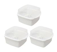 Pack de 3 Cuiseur Vapeur Micro-ondes avec Couvercle Transparent | Cuisson Simultanée de Légumes, Poissons ou Bouchées, Portions Multiples, Format Empilable, Repas Rapides en Semaine
