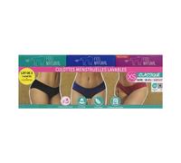 Pack de 3 culottes classiques (1 noire +1 grenat + 1 bleue) XS - Feel Natural