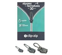 Pack de 3 curseurs de réparation pour fermetures éclair en nylon - Clip&Zip (Argent)