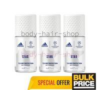 Pack de 3 déodorants roll-on Adidas pour femmes UEFA Star 72H protection à se...