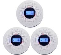 pack de 3 détecteurs de fumée et de monoxyde de carbone, détecteur de fumée CO combiné 2 en 1 avec alarme vocale et écran LCD