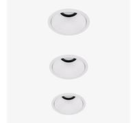 Pack de 3 downlights LED encastrables avec cadres ronds Ø8 cm en aluminium Luisiana Blanc