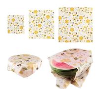 Pack de 3 Emballages Alimentaires Réutilisables de Cire D'abeille Emballage de Cire D'abeille Biologique Emballage de Cire Ecologique Sandwich Biodégradable Durable Stockage Alimentaire