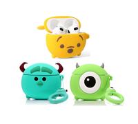 Pack de 3 étuis pour AirPods de 3ème génération (2022), XMBYGY - Étui de protection en silicone pour Airpods 3 avec design mignon et amusant, avec porte-clés (WIN+MQ+Monster)