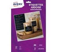 Pack de 3 feuilles autocollantes effaçables A4 Avery Dennison Noir Ardoise