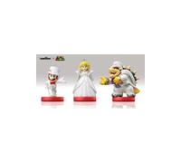 Pack de 3 Figurines Amiibo Bowser + Mario + Peach Tenue de mariage