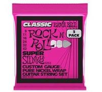 Ernie Ball Jeu de cordes guitare électrique Super Slinky Classic Rock n Roll Pure nickel Pack 3 9-42