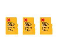 Pack de 3 KODAK Micro SDXC 32GB Premium : Vitesse et Fiabilité pour un Stockage Exceptionnel - Noir