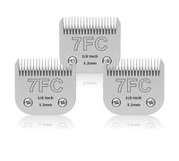 Pack de 3 lames en acier inoxydable 7FC pour toilettage de chiens, compatibles avec Andis, Oster A5, Heiniger, Moser Max 50/Wahl, taille 7FC, lame de 1/8 de pouce, longueur de coupe 3,2 mm