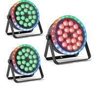 Pack de 3 Lampe de Scène DJ --UKING--Lumières de Scène RGBW 18 LEDs +Anneau FX -1670M de Couleurs -DMX/Auto/Son -Jeux de Lumière DJ