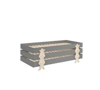 3 Lits Modulo Smiley Gris Empilables 90x200 L 203,6 X Lg 93,8 X H 27,5 Cm