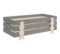 3 lits modulo smiley gris empilables 90x200 l 203,6 x lg 93,8 x h 27,5 cm