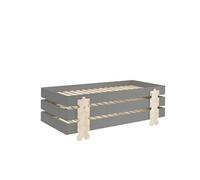 3 Lits Modulo Puzzle Gris Empilables 90x200 L 203,6 X Lg 93,8 X H 27,5 Cm