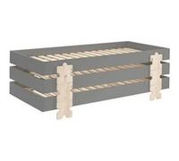 3 Lits Modulo Puzzle Gris Empilables 90x200 L 203,6 X Lg 93,8 X H 27,5 Cm