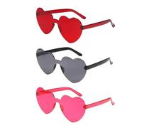 Pack De 3 Lunettes De Soleil Coeur, Lunettes De Soleil En Forme De Coeur, Lunettes De Soleil Drôles, Lunettes De Soleil Drôles, Lunettes De Soleil En Forme De Coeur Rose