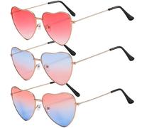 Pack De 3 Lunettes De Soleil Ombre En Forme De Cœur, Lunettes De Soleil En Forme De Cœur, Lunettes De Vacances, Accessoires De Vacances Pour Femmes, Accessoires Amusants