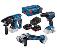 Pack de 3 outils 18V (GSR55/GWS10/GBH22) + 2 batteries 5Ah + chargeur en coffret L-BOXX - BOSCH
