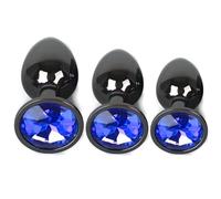Pack de 3 Plug anale, anale debutant Plugs avec diamant en cristal transparent, Plug Anals Premium Sextoys en Acier metal,pour femme ou Homme gay