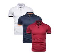 Pack de 3 Polos pour Homme à Manches Courtes - Technologie d’évacuation de l’humidité - pour l’été - Vêtements de Travail - avec Boutonnage - Polos de Golf - Tee-Shirts ajustés, M