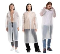 Pack de 3 Ponchos de Pluie EVA avec Capuche - Imperméable Transparent - Cape de Pluie Pliable - Poncho de Pluie Taille Unique - Imperméable pour Vélo, Adultes, Hommes, Femmes, transparent, L-XL