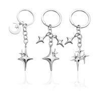 Pack De 3 Porte-Clés Étoile À Quatre Branches, Porte-Clés Décoratifs en Métal, Porte-Clés Créatifs, Breloques De Sac, Porte-Clés Simples Et À La Mode
