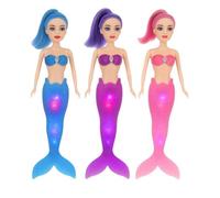 Pack de 3 Poupées Sirènes Lumineuses - SHOP-STORY - 29 cm - LED Multicolores - Jouet Féerique - Mixte