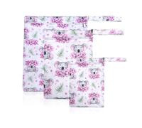 Pack De 3 Sacs À Couches À Motif Koala, Sac De Rangement Réutilisable, Sac De Rangement De Dessin Animé Mignon, Sac À Couches Imperméable, Sac De Rangement D'Équipement De Natation