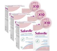 Pack De 3 Saforelle Lingettes Intimes Douceur Et Fraîcheur Biodégradables 10 Pièces