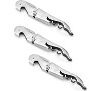 pack de 3 tire-bouchons à vin en acier inoxydable Couteau de sommelier Ouvreur de vin avec décapsuleur Coupe-film Couteau de sommelier Couvert de sommelier multifonctions Tire-bouchon à vin manuel Arg