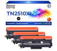Pack de 3 Toners compatible pour Brother TN2510XL Noir 3000 Pages