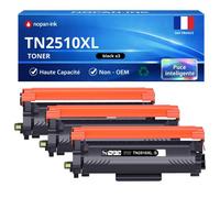 Pack de 3 Toners compatible pour Brother TN2510XL Noir 3000 Pages NOPAN-INK