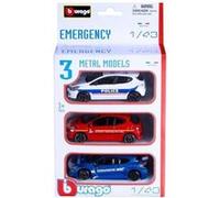 Bburago - Véhicules des Urgences Françaises - Miniatures à l'échelle 1:43 - Pack de 3 Véhicules - Police Municipale, Sapeurs Pompiers de Paris, SAMU - 30009